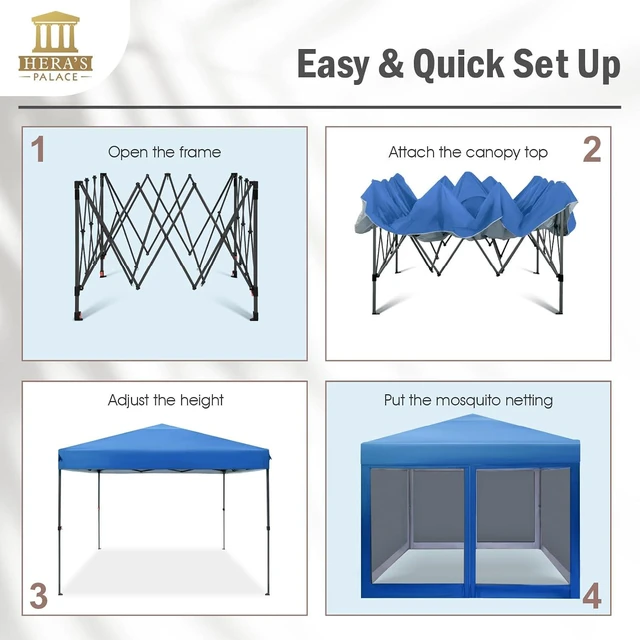 Alt view image 4 of 7 - 10x10ft Pop Up Canopy Tent Event Shade with Mosquito Nettings