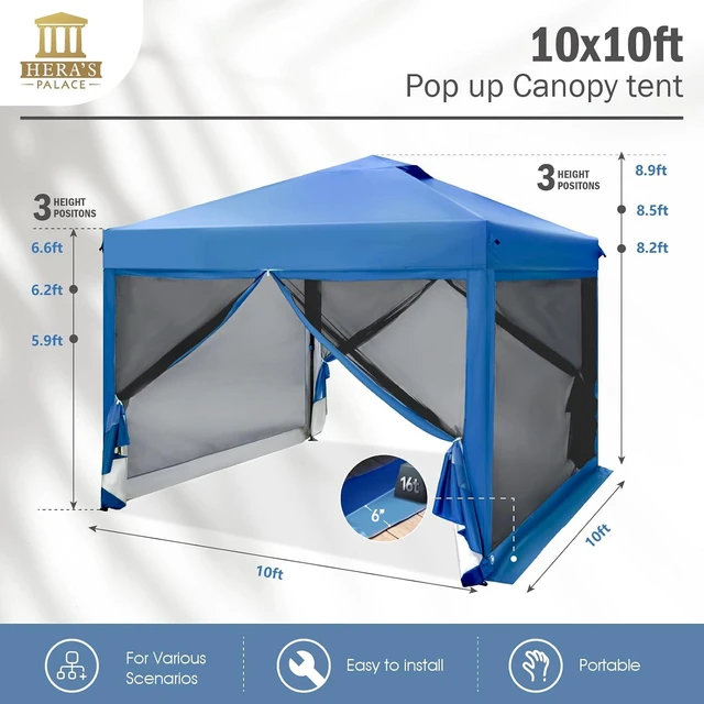 Alt view image 7 of 7 - 10x10ft Pop Up Canopy Tent Event Shade with Mosquito Nettings
