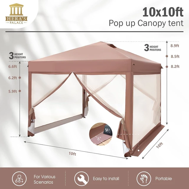 Alt view image 6 of 7 - 10x10ft Pop Up Canopy Tent Event Shade with Mosquito Nettings