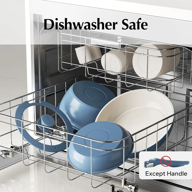 Alt view image 7 of 7 - Redchef Ceramic Cookware Set, Removable Handle Pots and Pans Non-Stick, Rv Cookware Set, Non-Toxic Pots and Pans Set No PFAS, PTFE, PFOA, Detachable Pots and Pans, Dishwasher & Oven Safe(Blue)