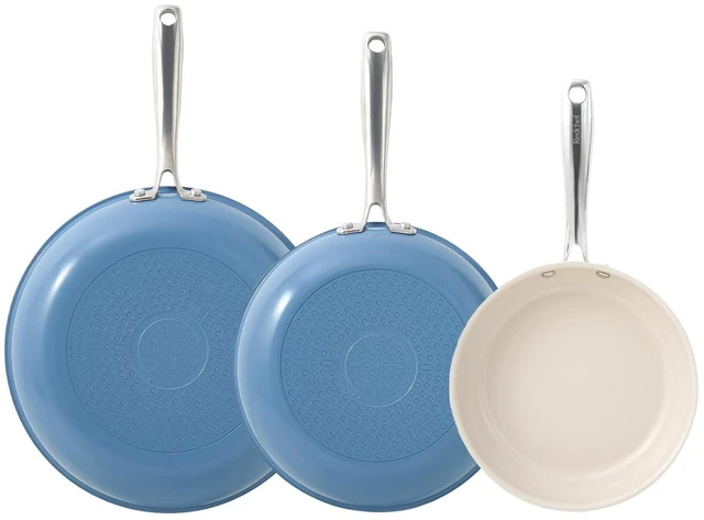 Main image of Redchef Non Stick Ceramic Frying Pan Set, Non Toxic Ceramic Pans for Cooking, 8" 9.5" 11" Skillet Set, No PFAS & PTFE & PFOA with Stainless Steel Handle, Dishwasher & Oven Safe Max up to 842°F (Blue)
