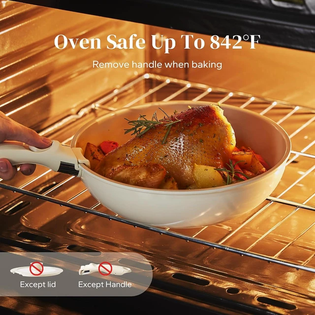 Alt view image 4 of 7 - Redchef Ceramic Pots and Pans Set, Nonstick Kitchen Cookware Set with Detachable Handle, Non Toxic Cookware Set 16pcs, PFAS PFOA & PTFE Free, RV Ceramic Cookware for Camping, Dishwasher/Oven Safe