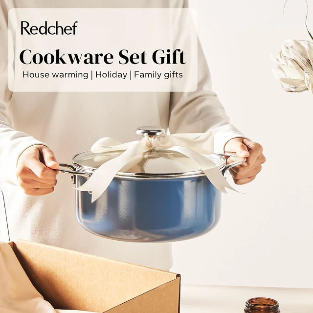 Alt view image 7 of 7 - Redchef Ceramic Nonstick Cookware Set,14pcs Pots and Pans Set Non Stick,Induction Cookware with Stainless Steel Handle,Non Toxic Kitchen Cooking Set,Dishwasher & Oven Safe,PFAS PFOA & PTFE FreeBlue