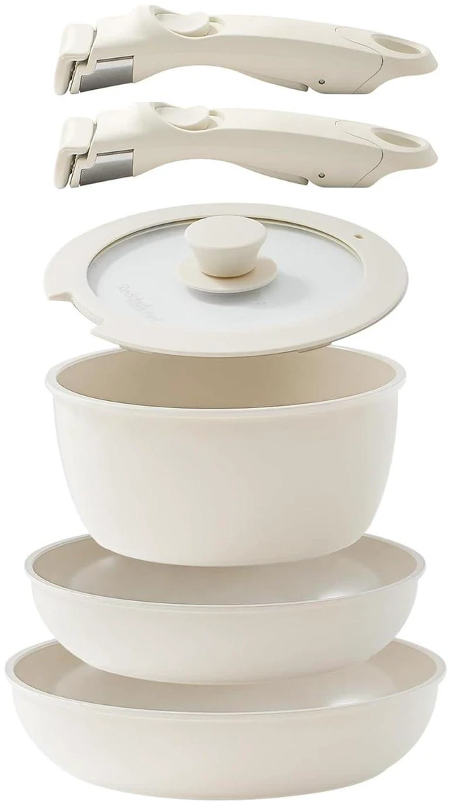 Main image of Redchef Ceramic Pots and Pans Set Non Stick, Nonstick Kitchen Cookware Sets, Non Toxic Pots and Pans Set Non Stick, PFAS PFOA & PTFE Free, Detachable Handle Pots and Pans 6 Piece, RV Cookware (Cream)