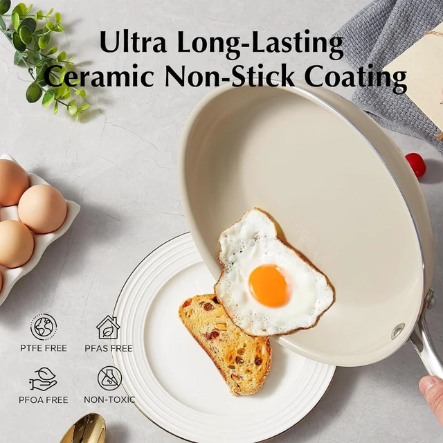 Alt view image 2 of 7 - Redchef Ceramic Pots and Pans Set Non Stick, Nonstick Kitchen Cookware Sets, Non Toxic Pots and Pans Set Non Stick, PFAS PFOA & PTFE Free, Nonstick Frying Pans Set, Ceramic Pan Skillet, RV Cookware