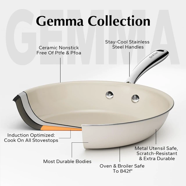 Alt view image 4 of 7 - Redchef Ceramic Pots and Pans Set Non Stick, Nonstick Kitchen Cookware Sets, Non Toxic Pots and Pans Set Non Stick, PFAS PFOA & PTFE Free, Nonstick Frying Pans Set, Ceramic Pan Skillet, RV Cookware