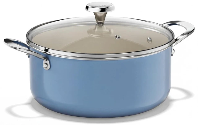 Main image of Redchef Ceramic Stock Pot, Induction Cooking Pot with Glass Lid for Soup, 5Qt Stockpot Nonstick Soup Pot, Even Heating, Stay-Cool Handles,Fits All Stoves, Oven/Dishwasher Safe, PFAS Free (Blue)