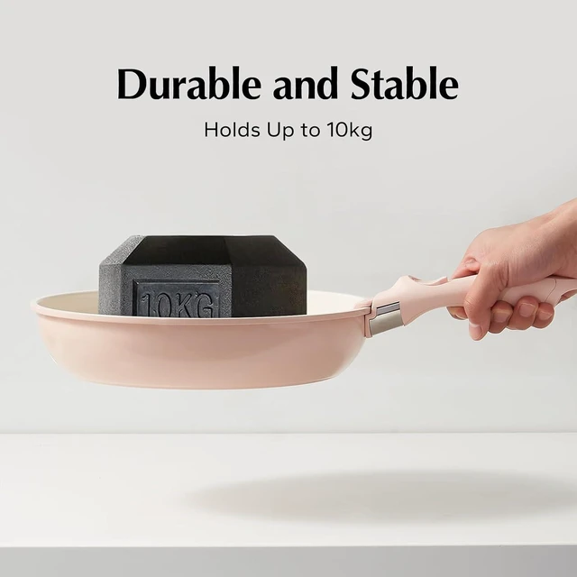 Alt view image 7 of 7 - Ceramic Pots and Pans Set Non Stick, Nonstick Kitchen Cookware Sets, Non Toxic Pots and Pans Set Non Stick, PFAS PFOA & PTFE Free, Detachable Handle Pots and Pans 6 Piece, RV Cookware (Pink)