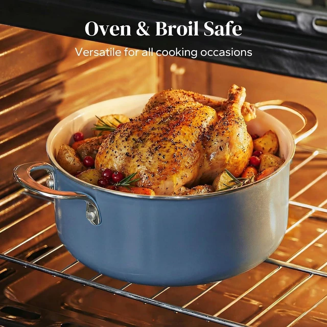 Alt view image 6 of 7 - Redchef Ceramic Stock Pots Set 5QT, Sauce Pan with Lids(2.5QT/3.5QT), Induction Cooking Pot Set,Ceramic Pots with Stay Cool Handle, Nonstick Cookware Set, PTFE/PFASFree, Dishwasher/Oven Safe (Blue)