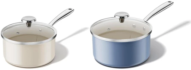 Main image of Redchef Ceramic Sauce Pan with Lid, 2.5QT+3.5QT White & Blue Saucepans Set, Nonstick Cooking Pot Set with Stay-Cool Handle, Non Toxic Small Pot, PTFE & PFOA Free, Oven Dishwasher Induction Safe