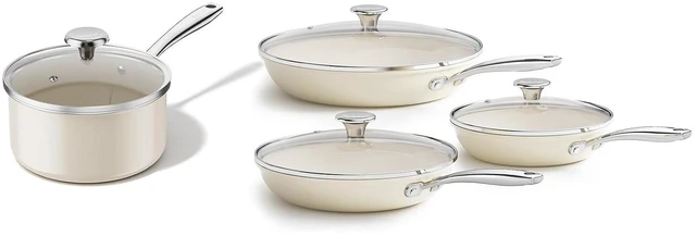 Main image of Redchef Ceramic Sauce Pan with Lid 3.5QT+6PCS Frying Pan, Nonstick Cooking Pot with Stay-Cool Handle, Kitchen Non Toxic Soup Pot, PTFE & PFOA Free, Oven Dishwasher Safe, Compatible All Stovetops