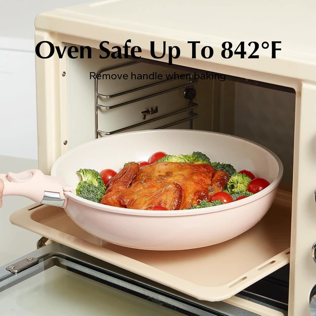 Alt view image 7 of 7 - Ceramic Pots and Pans Set Non Stick, Nonstick Kitchen Cookware Sets, Non Toxic Pots and Pans Set Non Stick, PFAS PFOA & PTFE Free, Detachable Handle Pots and Pans 6 Piece, RV Cookware (Pink)