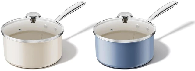 Main image of Redchef Ceramic Sauce Pan with Lid, 3.5QT White & Blue Saucepans Set, Nonstick Cooking Pot Set with Stay-Cool Handle, Non Toxic Small Pot, PTFE & PFOA Free, Oven Dishwasher Induction Safe