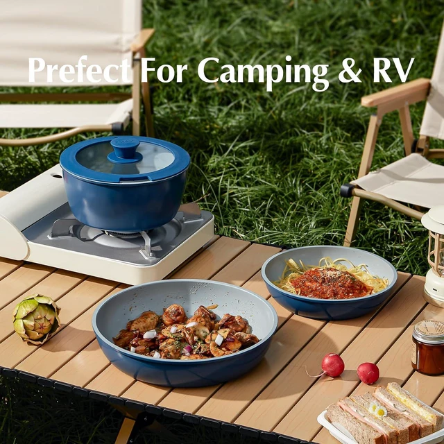 Alt view image 6 of 7 - Redchef Ceramic Pots and Pans Set Non Stick, Nonstick Kitchen Cookware Sets, Non Toxic Pots and Pans Set Non Stick, PFAS PFOA & PTFE Free, Nonstick Frying Pans Set, Ceramic Pan Skillet, RV Cookware