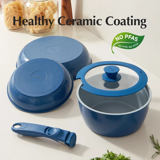 Alt view image 3 of 7 - Redchef Ceramic Pots and Pans Set Non Stick, Nonstick Kitchen Cookware Sets, Non Toxic Pots and Pans Set Non Stick, PFAS PFOA & PTFE Free, Nonstick Frying Pans Set, Ceramic Pan Skillet, RV Cookware