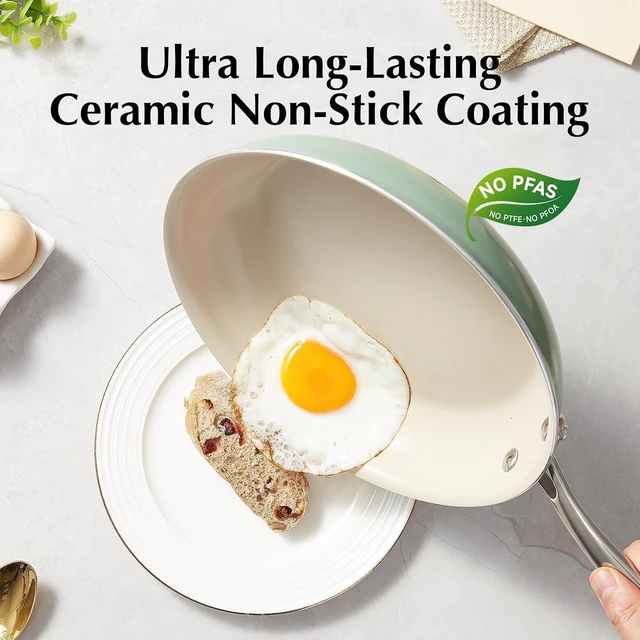 Alt view image 4 of 7 - Redchef Ceramic Pots and Pans Set Non Stick, Nonstick Kitchen Cookware Sets, Non Toxic Pots and Pans Set Non Stick, PFAS PFOA & PTFE Free, Nonstick Frying Pans Set, Ceramic Pan Skillet, RV Cookware