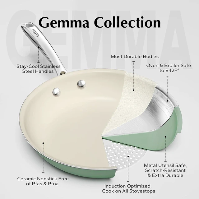 Alt view image 5 of 7 - Redchef Ceramic Pots and Pans Set Non Stick, Nonstick Kitchen Cookware Sets, Non Toxic Pots and Pans Set Non Stick, PFAS PFOA & PTFE Free, Nonstick Frying Pans Set, Ceramic Pan Skillet, RV Cookware