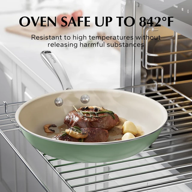 Alt view image 7 of 7 - Redchef Nonstick Frying Pans Set, Ceramic Pan Skillet, Non Toxic Pans for Cooking, 8" 9.5" 11" Ceramic Frying Pan Set PFAS & PTFE & PFOA Free with Stay Cool Handle, Dishwasher & Oven Safe