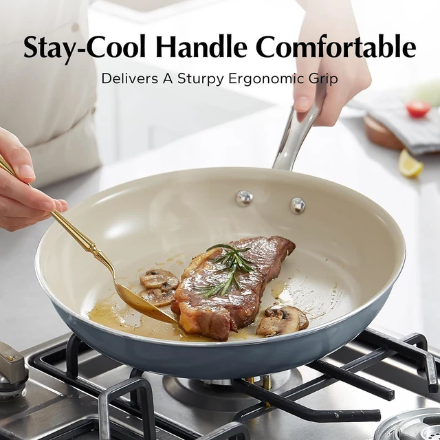 Alt view image 6 of 7 - Redchef Ceramic Pots and Pans Set Non Stick, Nonstick Kitchen Cookware Sets, Non Toxic Pots and Pans Set Non Stick, PFAS PFOA & PTFE Free, Nonstick Frying Pans Set, Ceramic Pan Skillet, RV Cookware