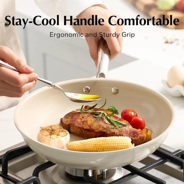 Alt view image 7 of 7 - Redchef Nonstick 7-Piece Fry Pan Set, 8, 9.5, and 11 Inch Frying Pans with Tempered Glass Lids, Stay-Cool Handles, Dishwasher & Oven Safe, Induction Safe, Compatible with All Cooktops
