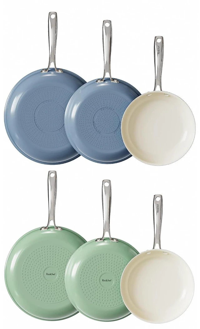 Main image of Redchef Frying Pans Nonstick Set, Non Toxic Ceramic Pans for Cooking, 8" 9.5" 11" Skillet Set, No PFAS & PTFE & PFOA with Stainless Steel Handle, Dishwasher & Oven Saf