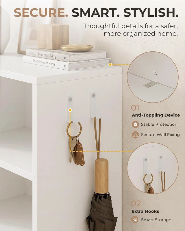 Alt view image 5 of 7 - GRUSIGN Shoe Cabinet for Entryway with 3 Flip Drawers, Narrow Shoe Storage Cabinet, Hidden Slim Shoe Organizer with Adjustable Shelf for Foyer, Hallway