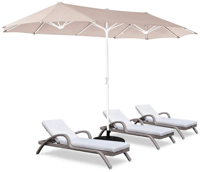 Main image of ROWHY 12ft Patio Umbrella Double-Sided Outdoor Market Umbrella Large Umbrella with Crank for Pool, Patio Furniture, Patio Shade, Weight Base is not included (Beige)