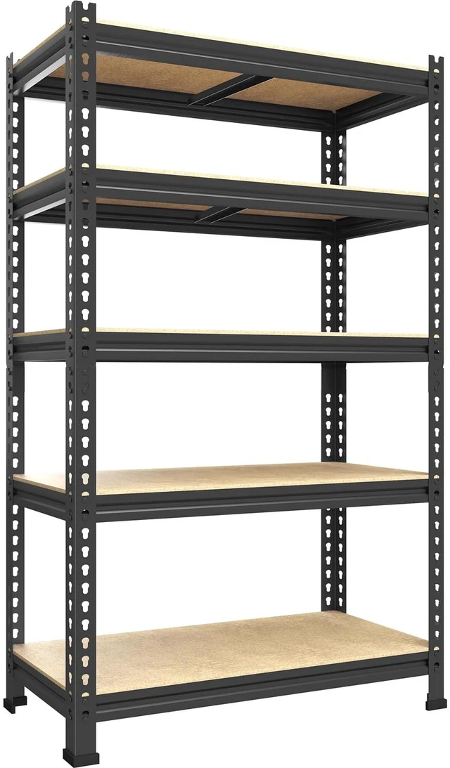 Main image of 5-Tier Garage Storage Shelves, Adjustable Metal Shelving, Black