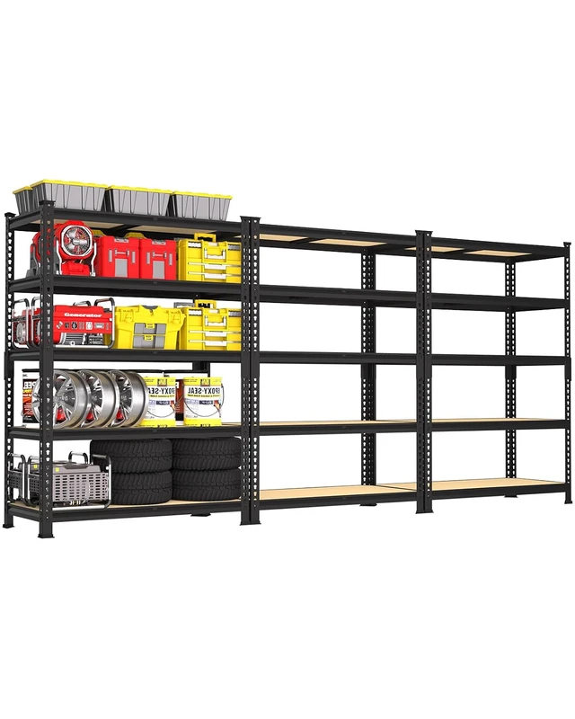 Main image of 5-Tier Garage Storage Shelves, Adjustable Metal Shelving, Black