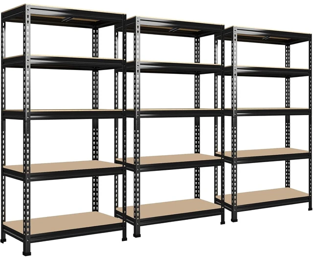 Main image of 5-Tier Garage Storage Shelves, Adjustable Metal Shelving, Black