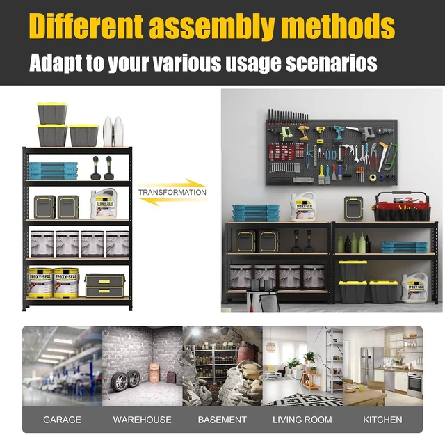 Alt view image 7 of 7 - 48"W x 24"D x 72"H Garage Storage Shelves, 5-Tier Metal Shelving