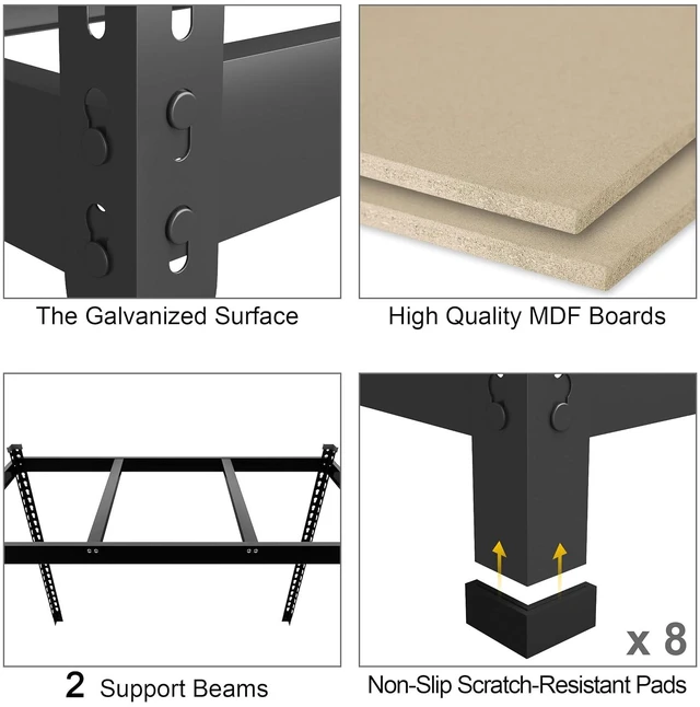 Alt view image 4 of 7 - 48"W x 24"D x 72"H Garage Storage Shelves, 5-Tier Metal Shelving