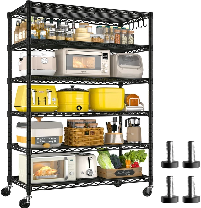 Main image of 6 Tier Wire Shelving with Wheels 79''H 1500lbs Storage Shelves