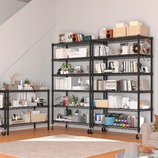 Alt view image 2 of 7 - 6 Tier Wire Shelving with Wheels 79''H 1500lbs Storage Shelves