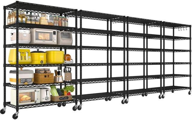 Main image of 6 Tier Wire Shelving with Wheels 79''H 1500lbs Storage Shelves