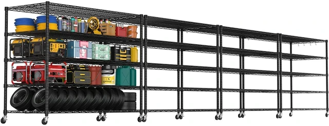 Main image of 5 Tier 80.7"H x 55.5"W x 24"D Wire Shelving with Wheels 3000lbs