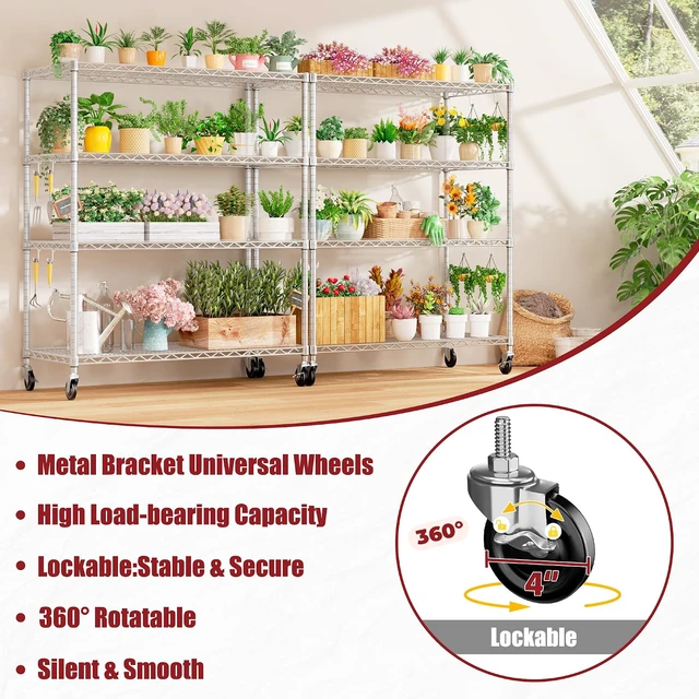 Alt view image 6 of 7 - 4 Tier NSF Steel 55.5" Wx24 Dx76 H Wire Shelving 2400lbs