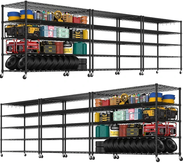 Main image of 5 Tier 80.7"H x 55.5"W x 24"D Wire Shelving with Wheels 3000lbs