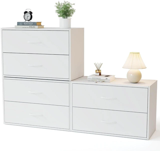 Main image of 2 Wood Drawers Closet Dresser Storage Organizer Stackable 3 Packs