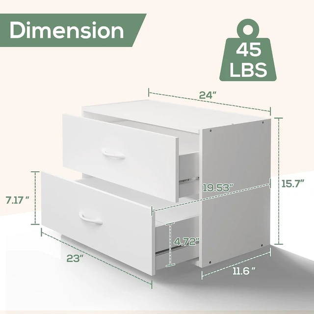 Alt view image 2 of 7 - 2 Wood Drawers Closet Dresser Storage Organizer Stackable White