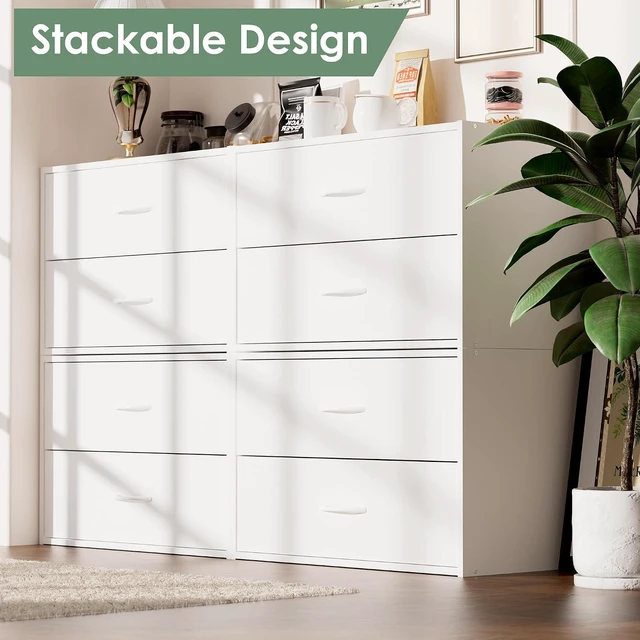 Alt view image 3 of 7 - 2 Wood Drawers Closet Dresser Storage Organizer Stackable White