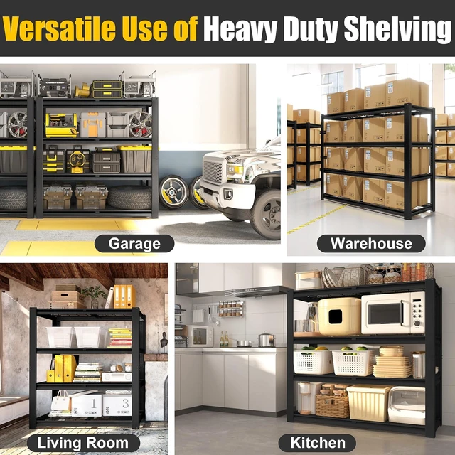 Alt view image 4 of 7 - 40" W Heavy Duty Garage Shelving 2200 LBS 4 Tier Storage Shelves