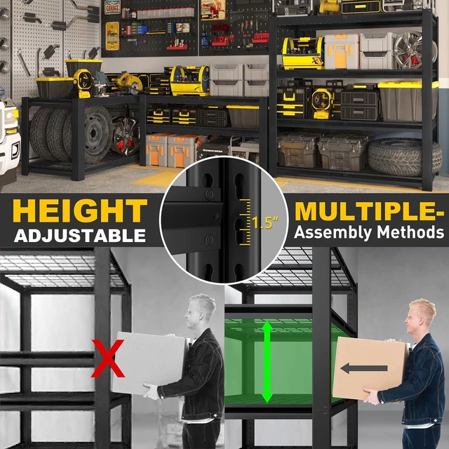 Alt view image 6 of 7 - 40" W Heavy Duty Garage Shelving 2200 LBS 4 Tier Storage Shelves