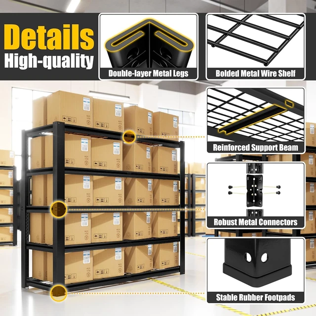 Alt view image 7 of 7 - 40" W Heavy Duty Garage Shelving 2200 LBS 4 Tier Storage Shelves