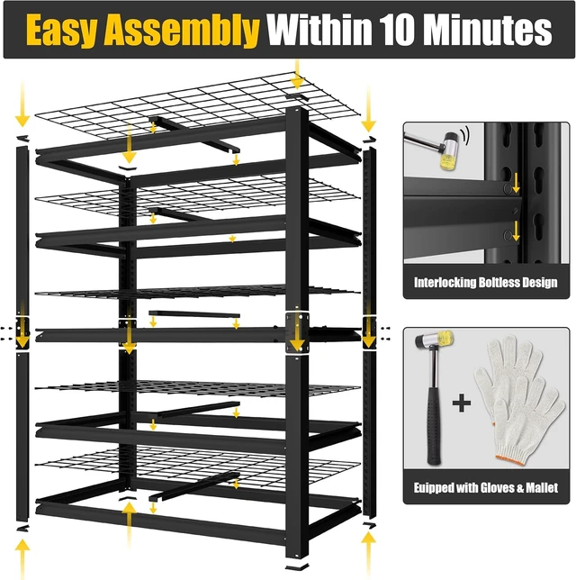 Alt view image 6 of 7 - 48" W X 24" D X 72" H 5 Tier Heavy Duty Garage Shelving, 2500 LBS