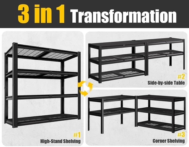 Alt view image 5 of 7 - 40" W Heavy Duty Garage Shelving 2200 LBS 4 Tier Storage Shelves