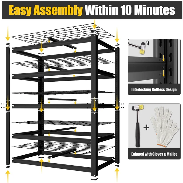Alt view image 4 of 7 - 48" W X 24" D X 72" H 5 Tier Heavy Duty Garage Shelving, 2500 LBS