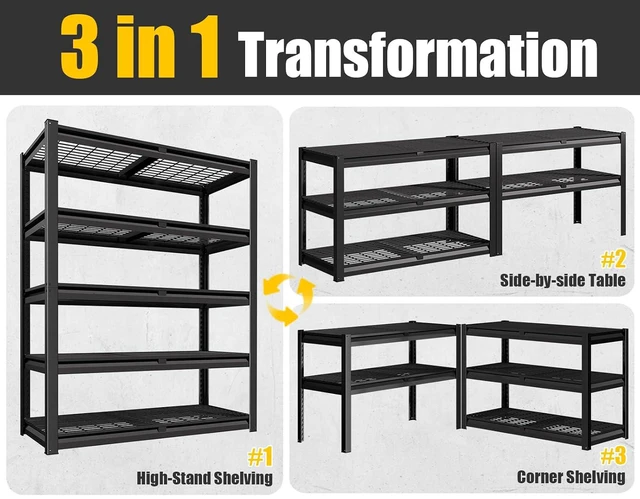 Alt view image 5 of 7 - 48" W X 24" D X 72" H 5 Tier Heavy Duty Garage Shelving, 2500 LBS