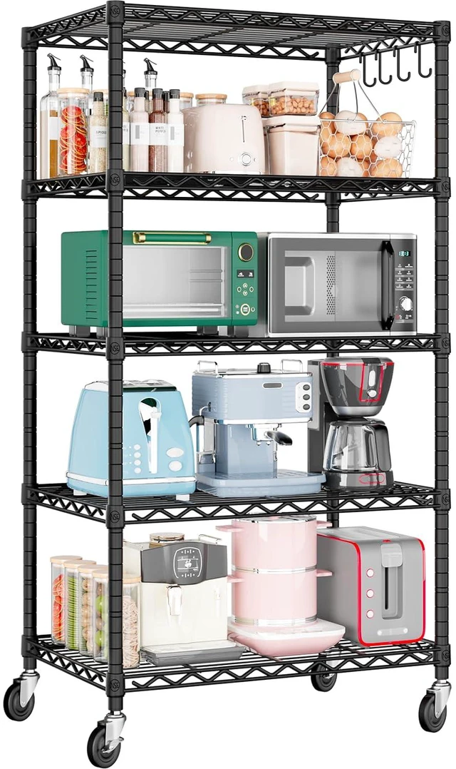 Main image of Wire Storage Rack with Wheels, 24"W x 18"D x 75"H Metal Shelving