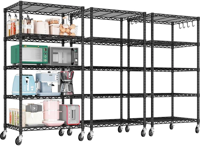 Main image of Wire Storage Rack with Wheels, 24"W x 18"D x 75"H Metal Shelving